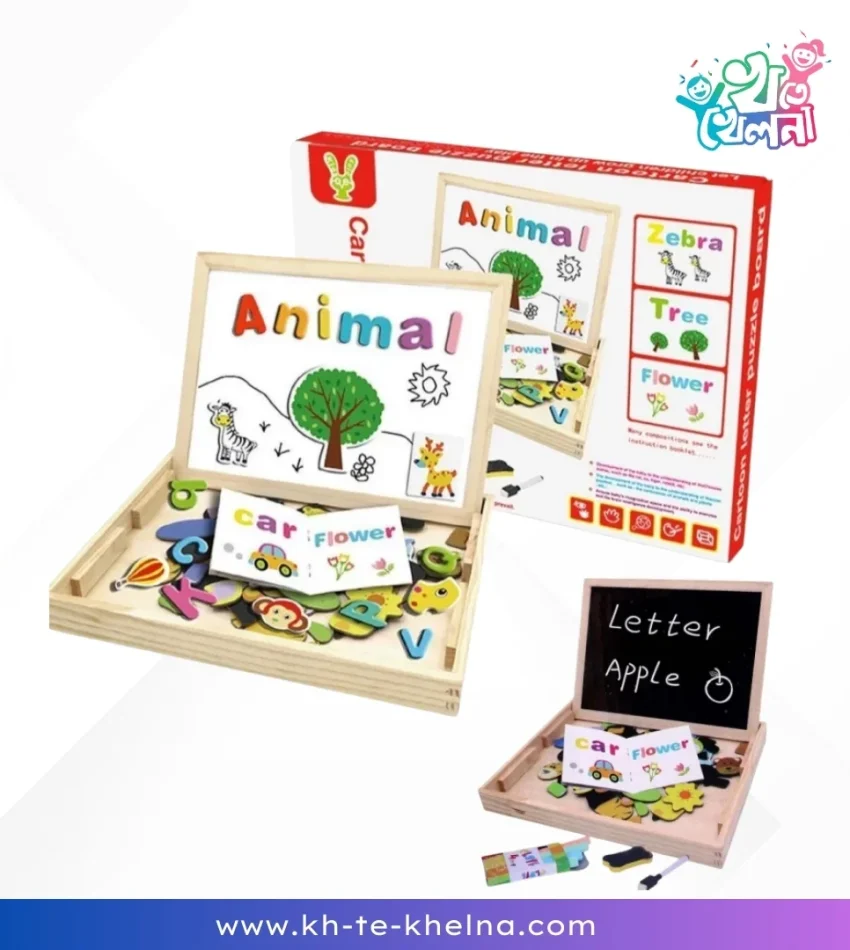 Double-Sided Writing Drawing Learning Magnetic Puzzle Board for Kids